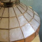 70s mother-of-pearl and brass pendant light