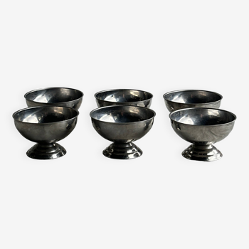 Lot de 6 coupes à glace type bistrot en métal