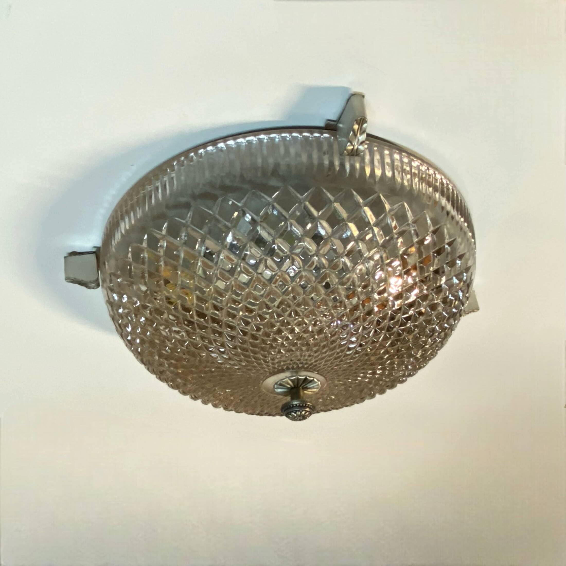 Large glass wall light 1950 vintage transparent old light fixture