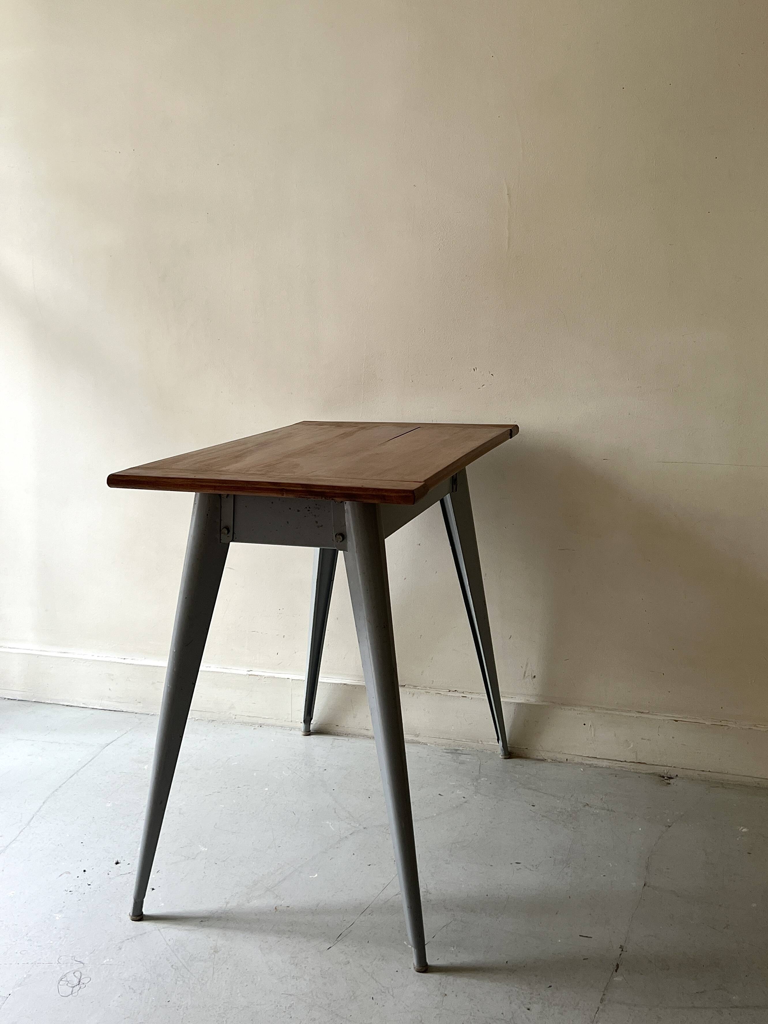Dining table / desk dlg Tolix 55 in metal and wood, 1950s design
