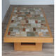 Table basse vintage Maison Regain en céramique et orme 1970