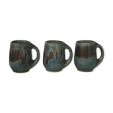Lot de 3 mugs miniature en grès gris-vert - Denbac - début XXème