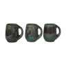 Lot de 3 mugs miniature en grès gris-vert - Denbac - début XXème
