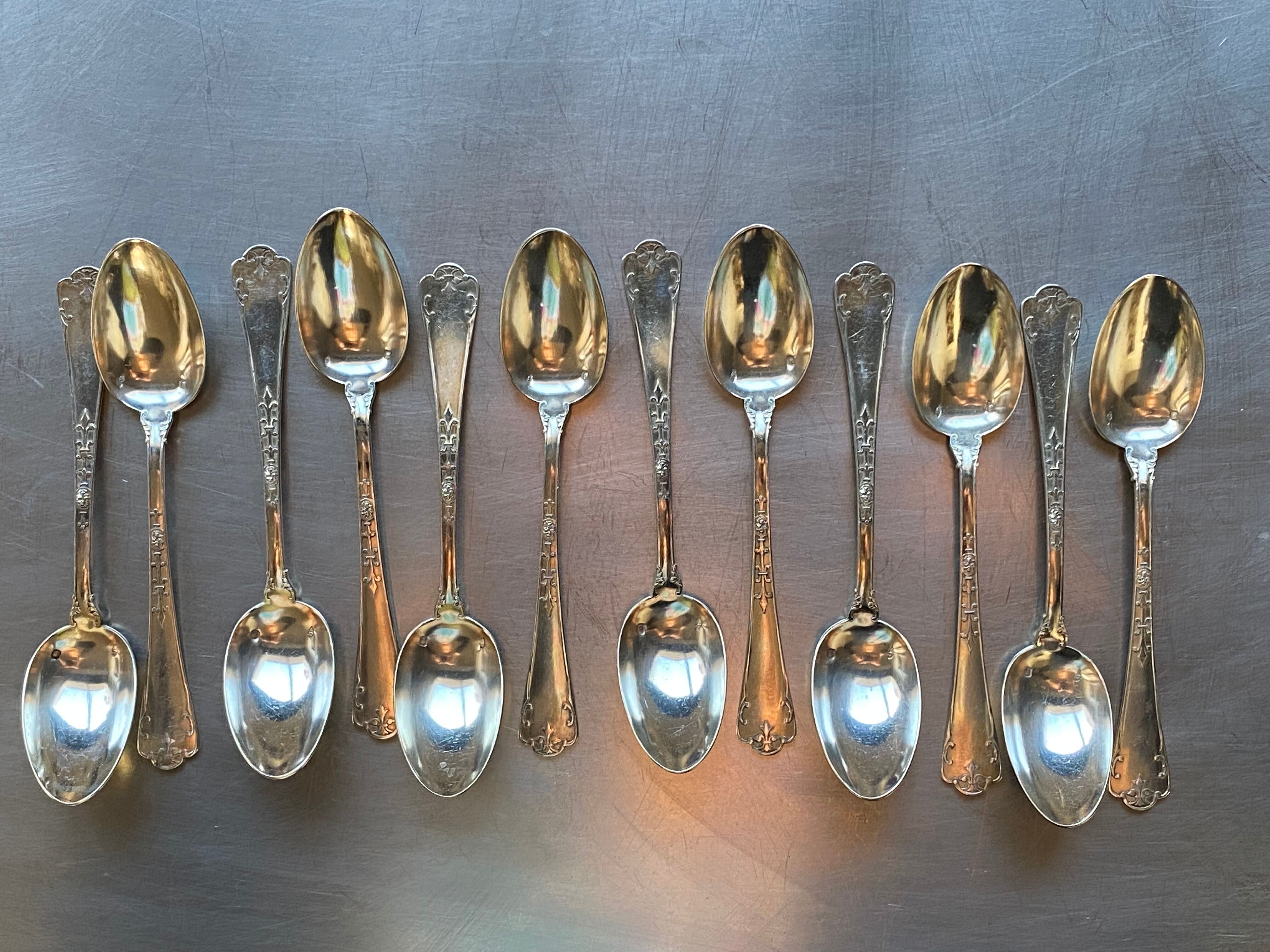 12 mocha spoons , solid silver, Émile Puiforcat