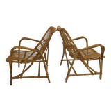 Pair of vintage bamboo armchairs, Bonacina style