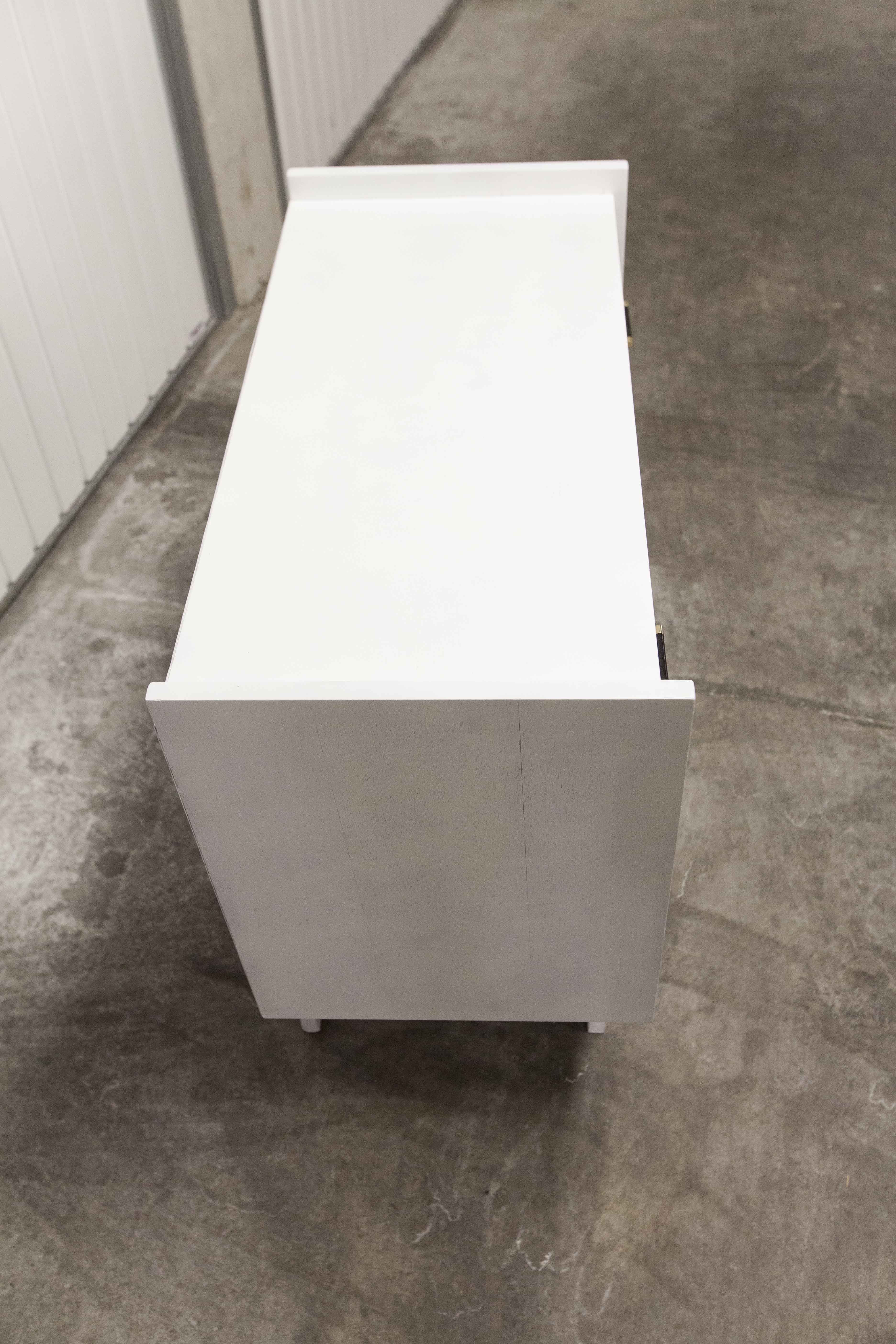 Scandinavian dresser 1960 3 drawers madeover brass bakelite