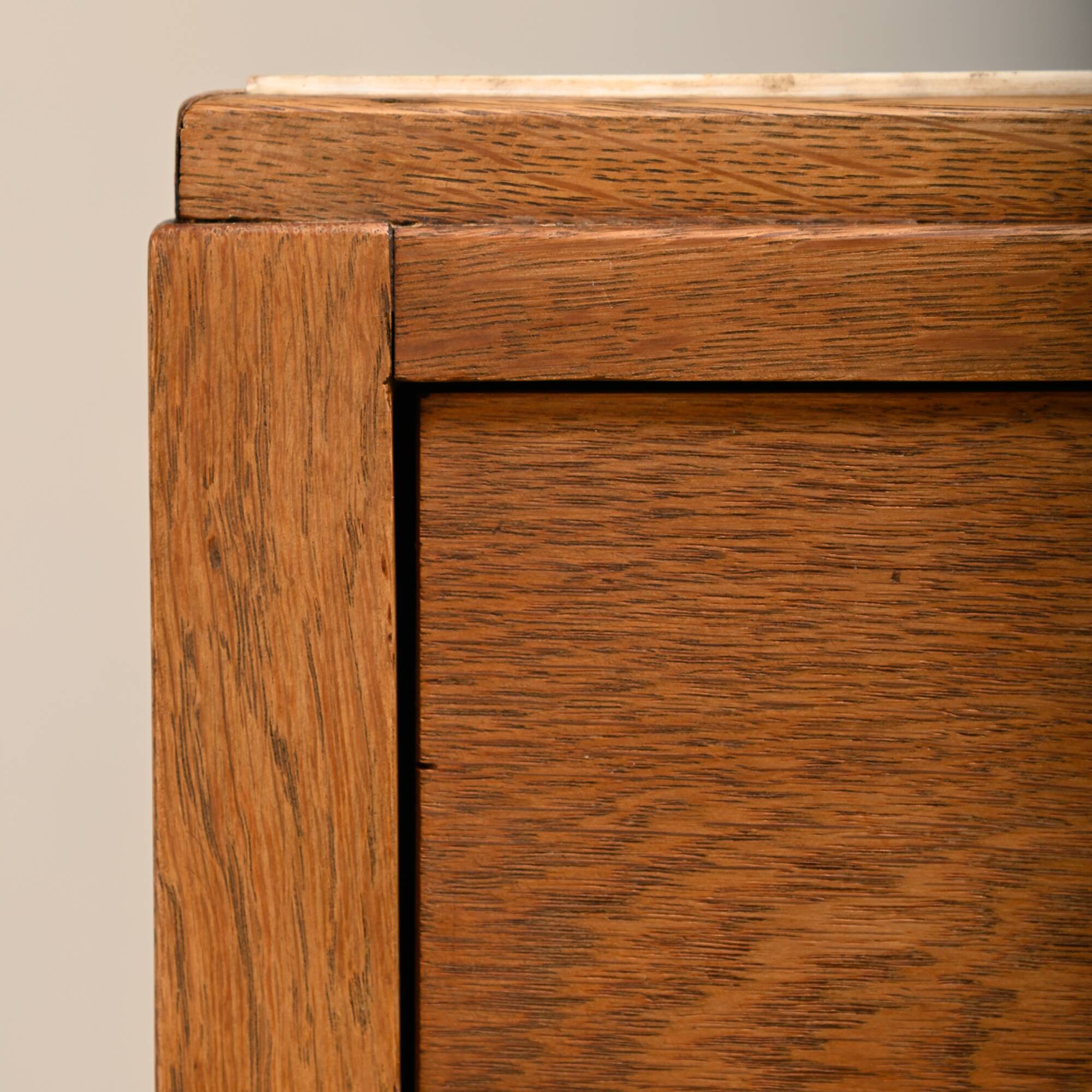 Art Deco Nightstand or Bedside table Oak and Marble, Dutch, 1930s