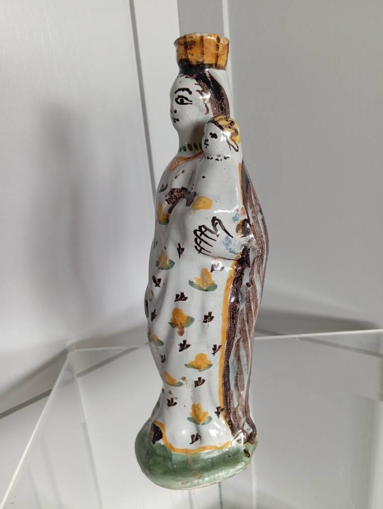 Virgin and Child in polychrome earthenware, 18th century, Nevers