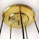 Fisher brass and amber glass pendant light 1960