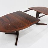 Vintage Danish oval extendable dining table palissander by Dyrlund