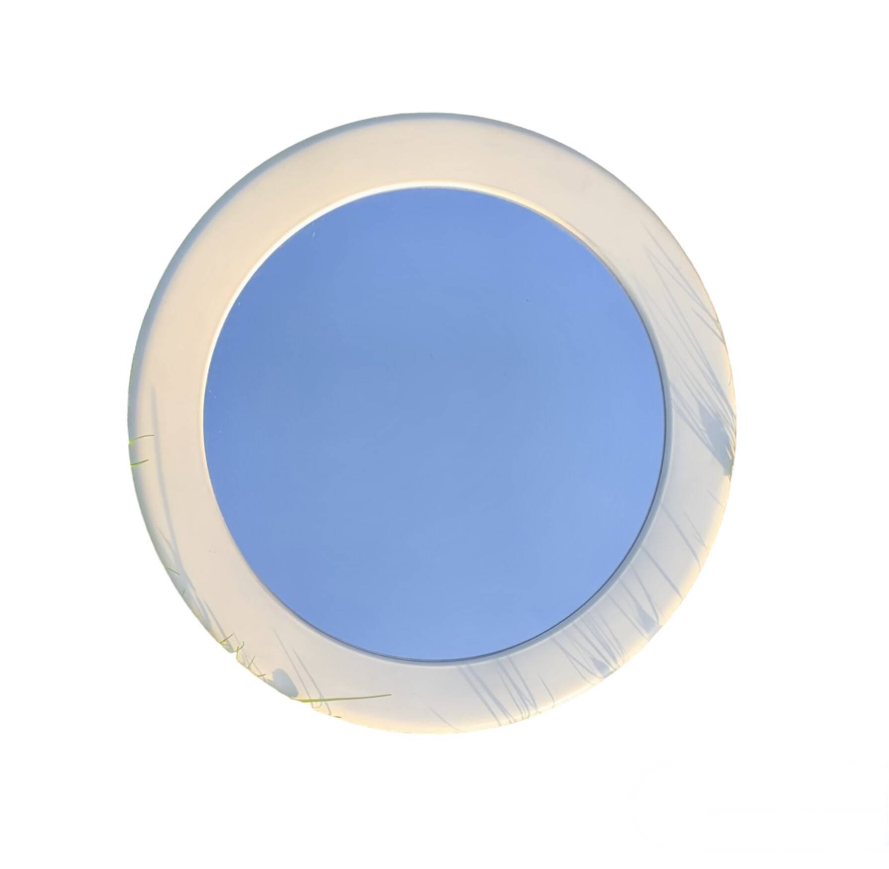 Vintage round white plastic mirror
