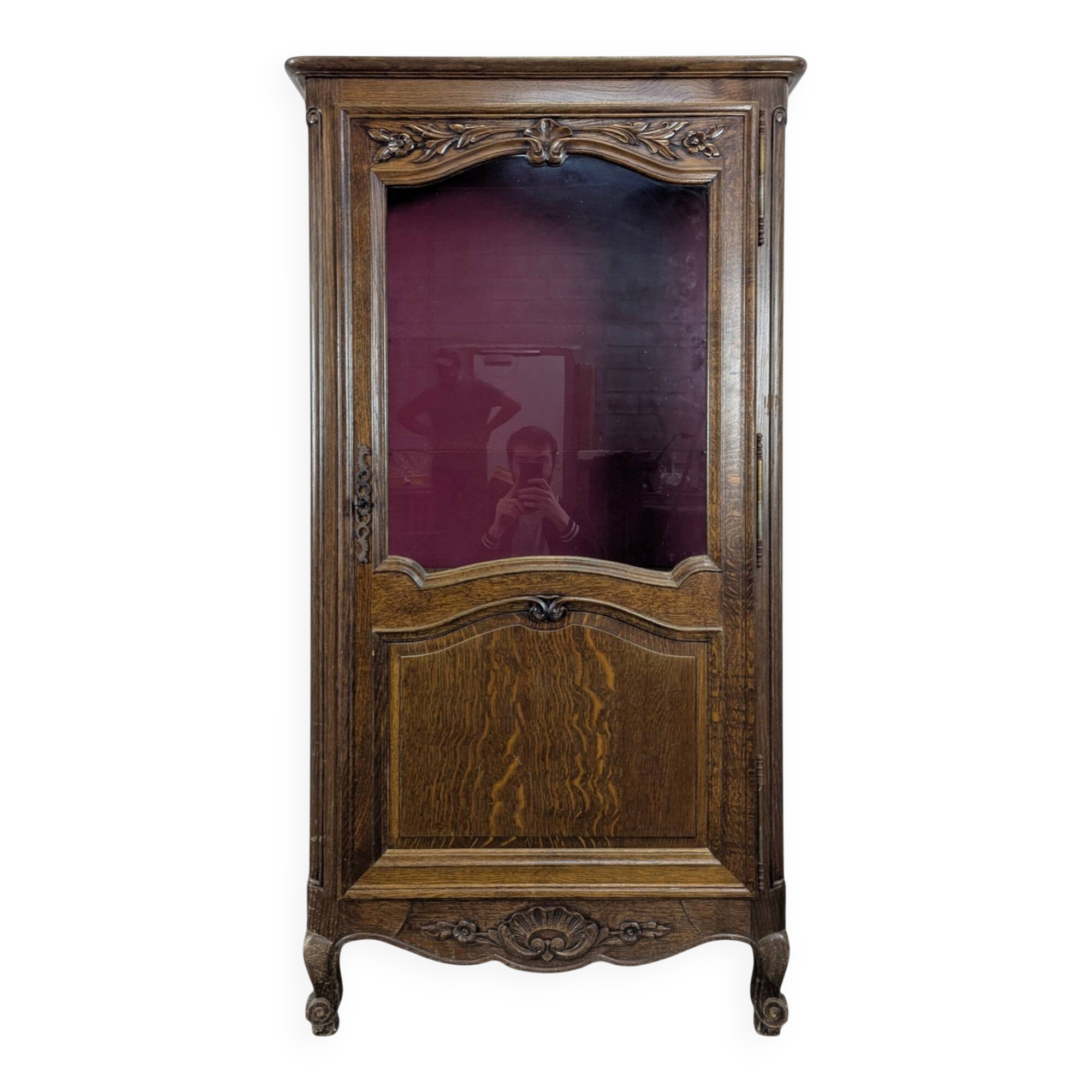 Petite vitrine Louis XV en chêne à une porte