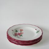 Set of 7 Salins soup plates with serrated edges with flowers 1950