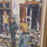 Oil on canvas framed hunting return Michel Gilbert 50 X 73 cm