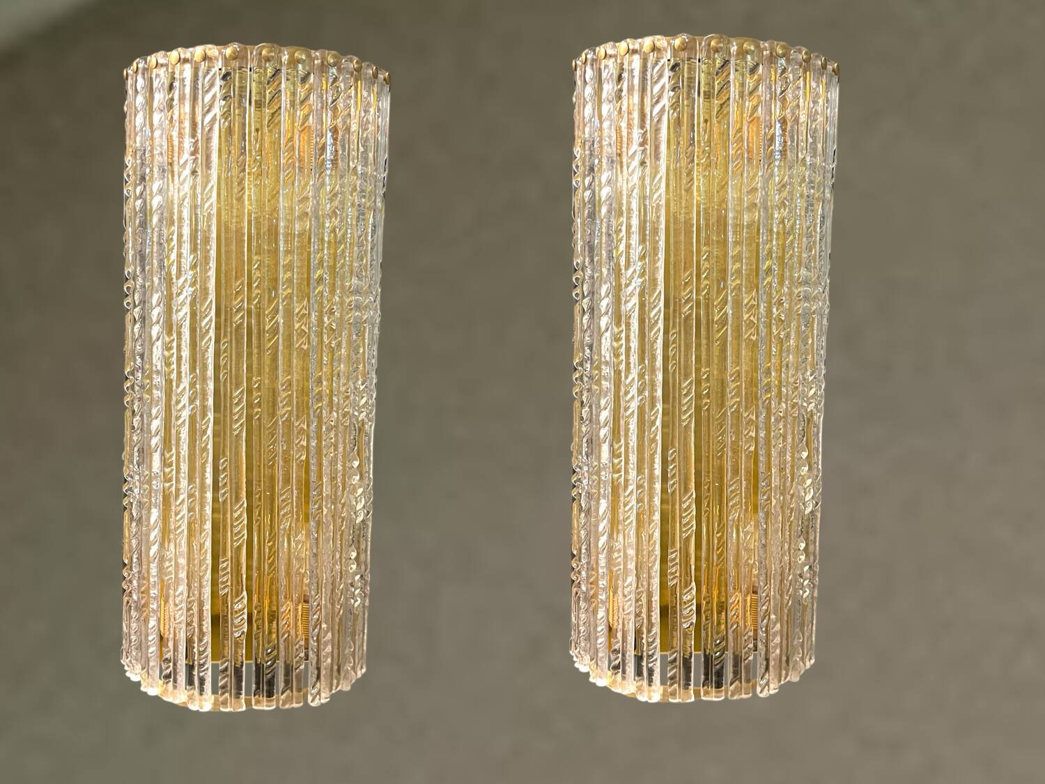 Lot de 2 appliques extra larges en verre de Murano et laiton