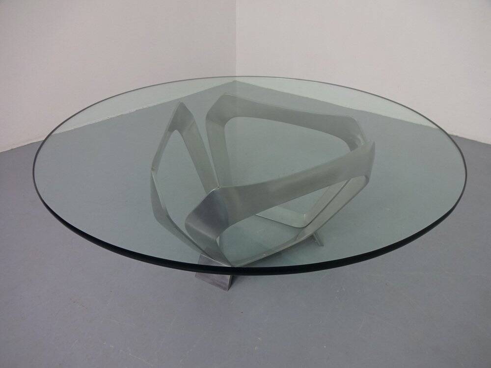 Glass coffee table by Knut Hesterberg for Ronald Schmitt, 1960s.