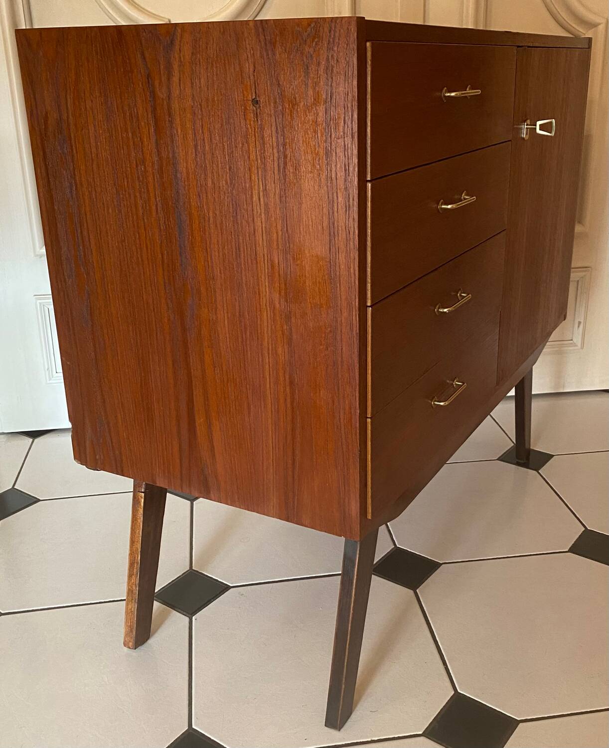 Vintage chest of drawers with compass feet