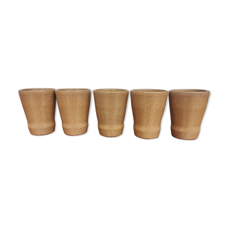 Set of 5 vintage stoneware cups