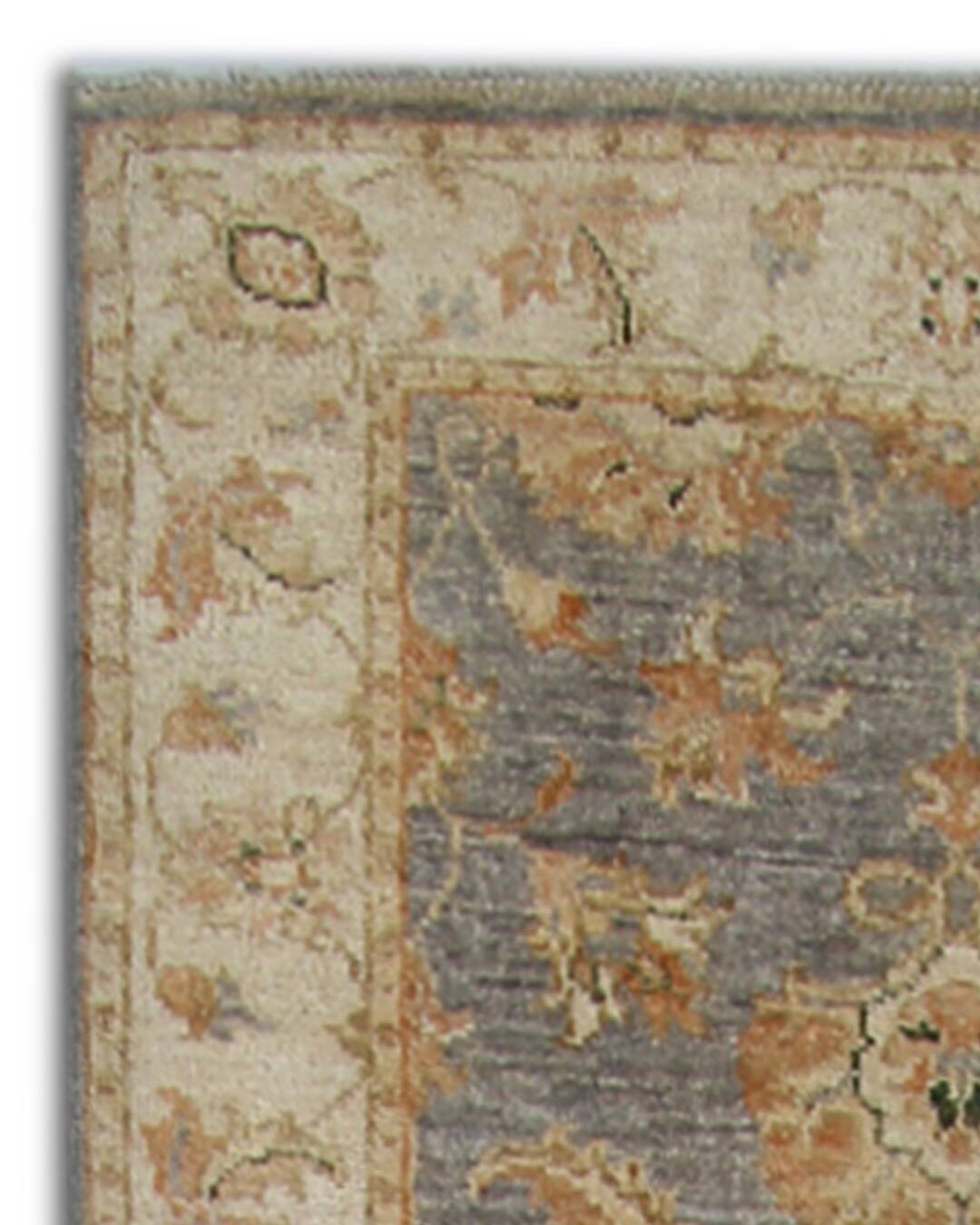 Handmade Beige & Grey Wool Runner Rug, Oriental Hallway Carpet 70x292 cm