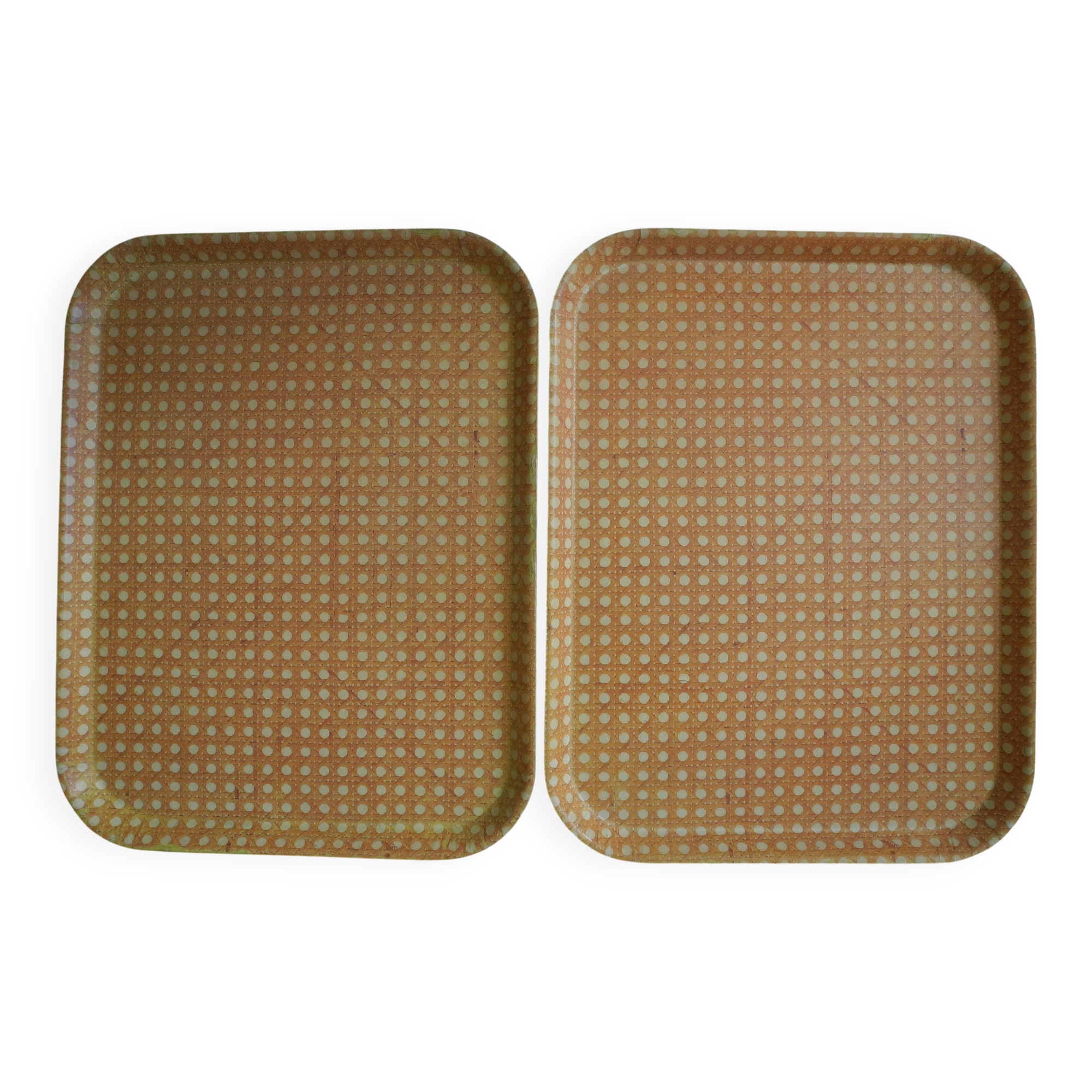 Mullerhof fiber cane trays vintage decor french fiberglass trays