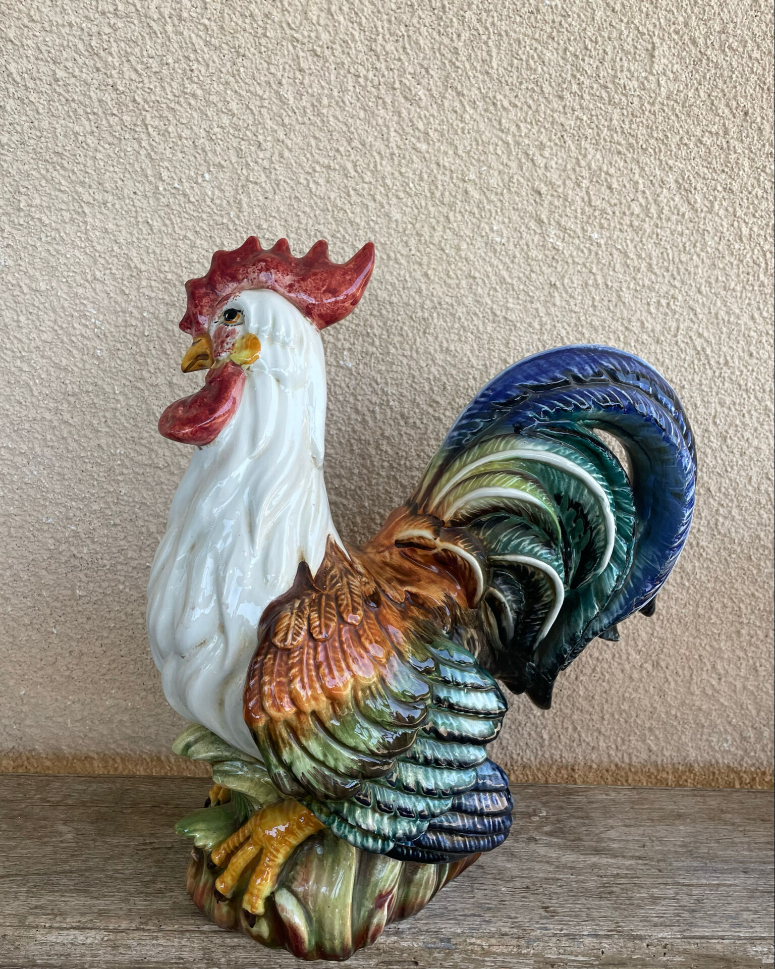 Grande porcelain coq sculpture Italy