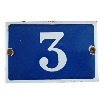 Enamelled plaque street number 3