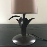 Metal and silk palm lamp