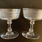 10 old crystal champagne glasses