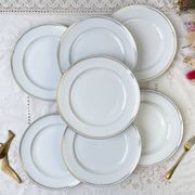 7 vintage flat plates in golden white porcelain BAVARIA model "Annabell"