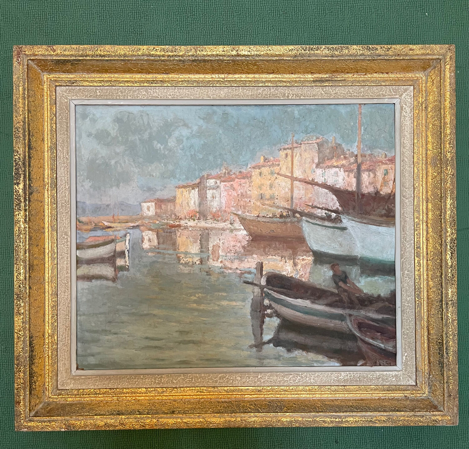 Painting Port of Saint Tropez 1939 Hippolyte Lety