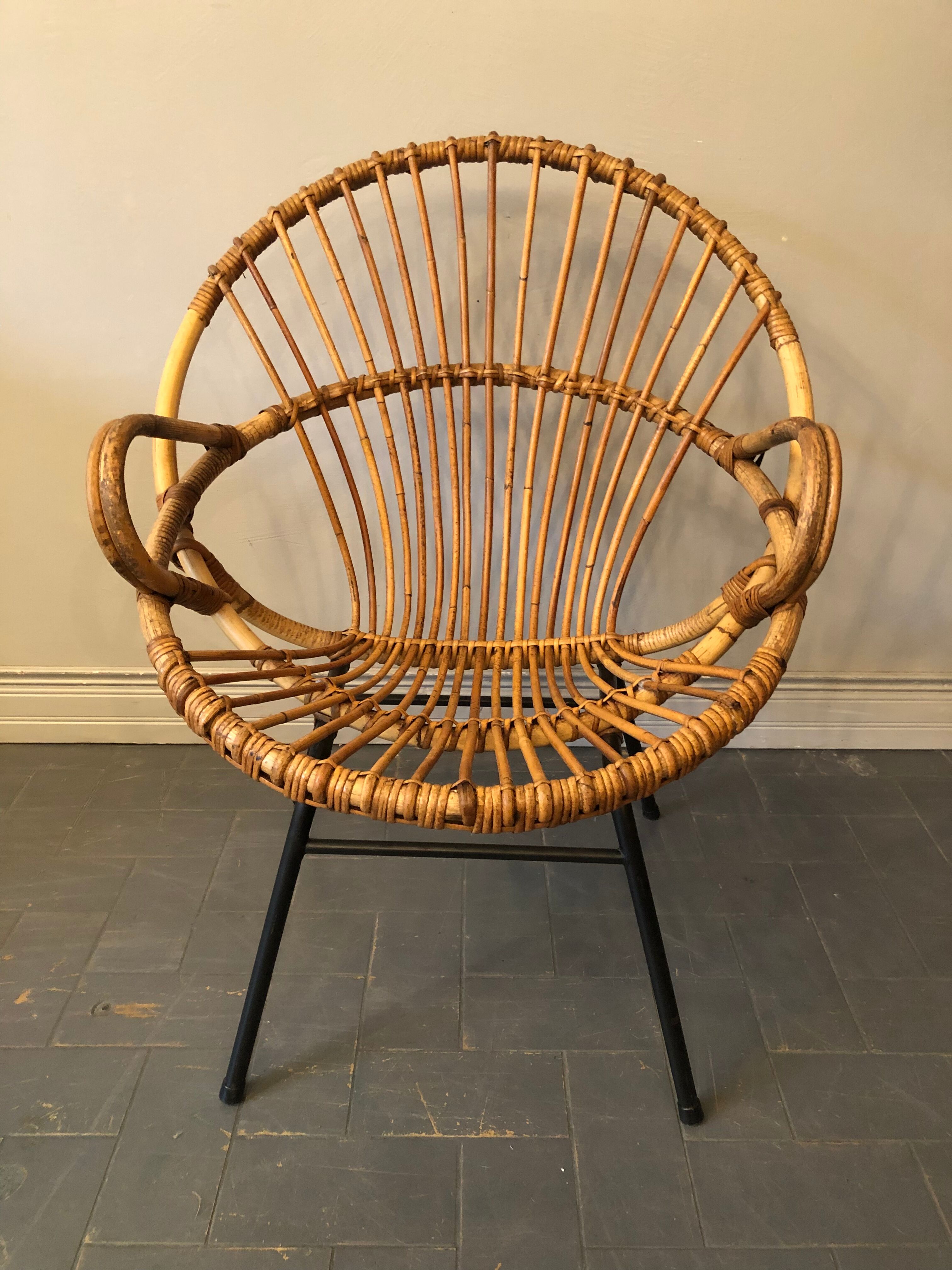 Rattan armchair 50s