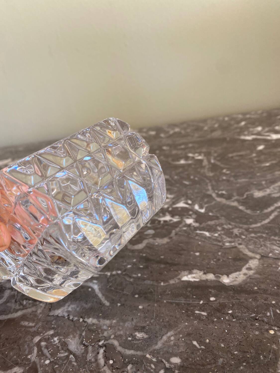 Chiseled glass sugar bowl