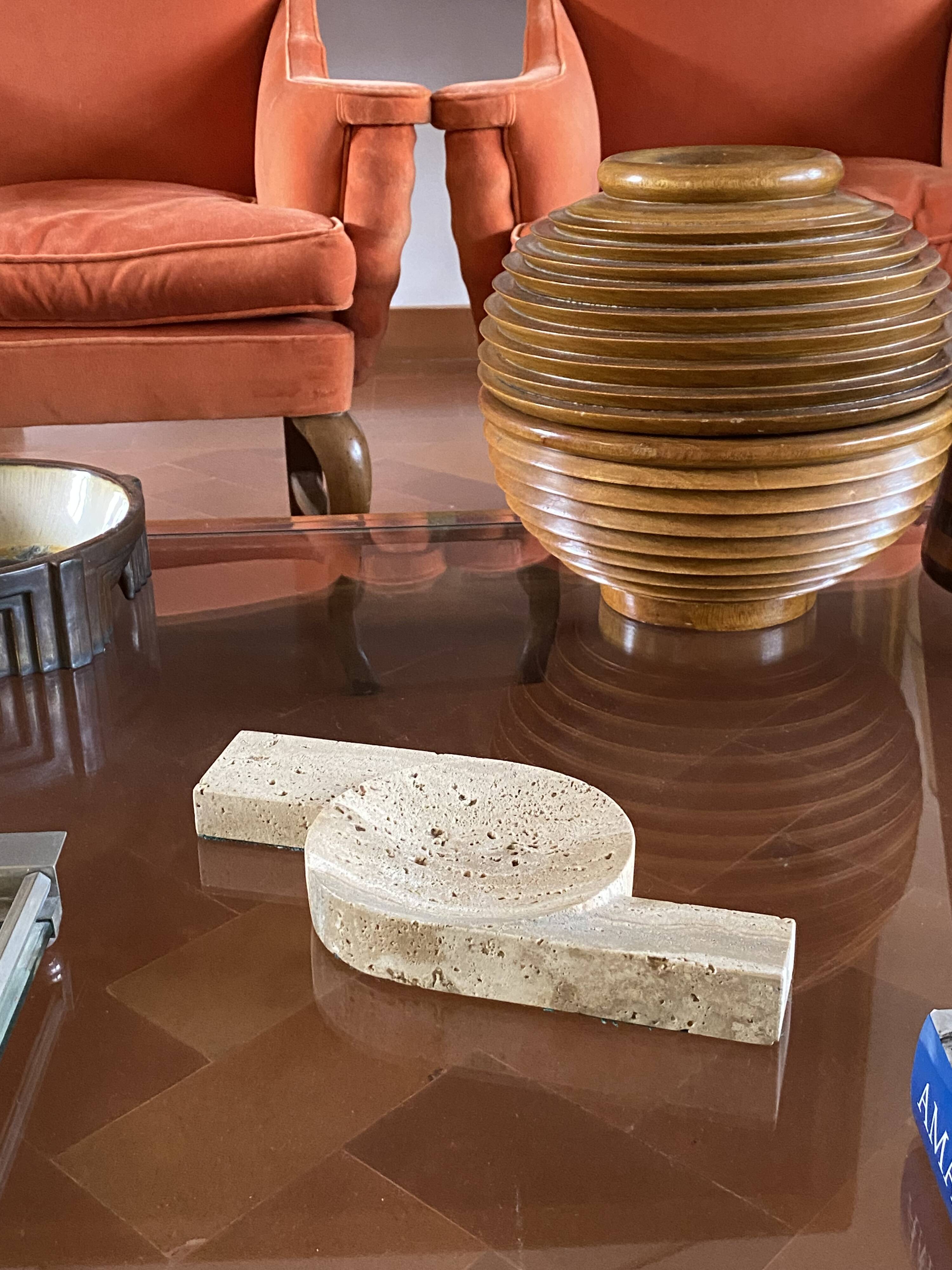 Brutalist travertine ashtray, Cerri Nestore, Italy, 1970s