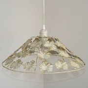 Vintage French Cream and Gold Metal Ceiling Light with Autumn Leaves 5520