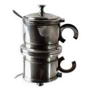 Argent Metal Silver-Plated Art Deco Lidded Box with Spoon, Italian 1930s Table Decor