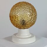 Lampe de table vintage en aluminium et verre à bulles pressées