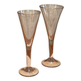 Duo de flûtes à champagne en verre de Biot