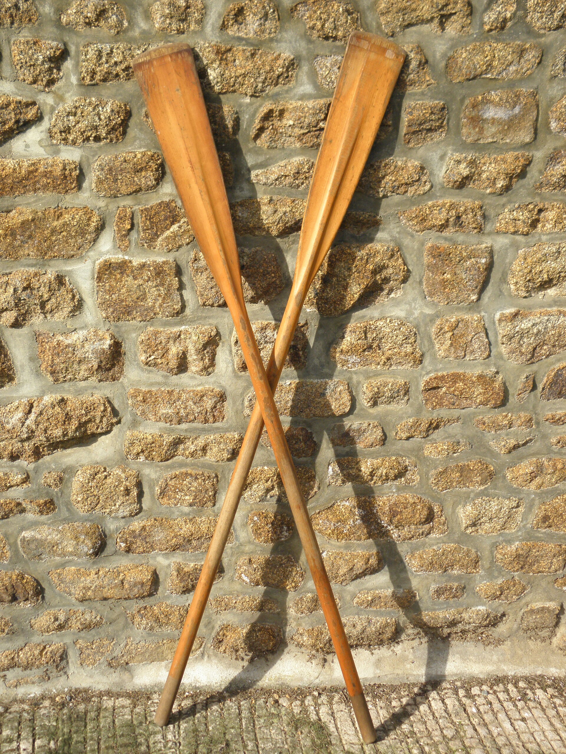 Pair of old wooden oars 153 cm
