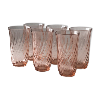 Set of 6 water glasses - lemonade rosaline luminarc arcoroc twisted