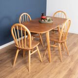 Retro Blonde Ercol Model 383 Dining Table & Four Model 370 Windsor Kitchen Dining Chairs