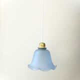 Blue glass tulip suspension lamp