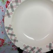 Plat creux style art deco formes géometriques vintage vert et rouge