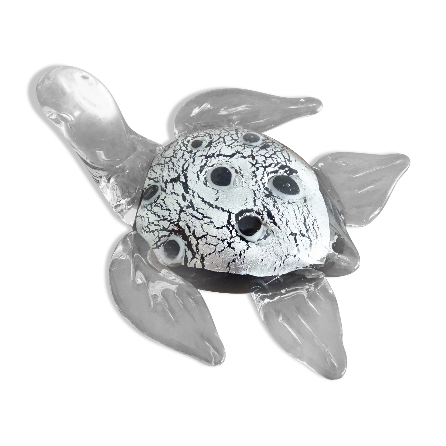 Murano turtle paper press glass silver powder
