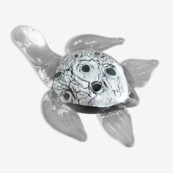 Murano turtle paper press glass silver powder