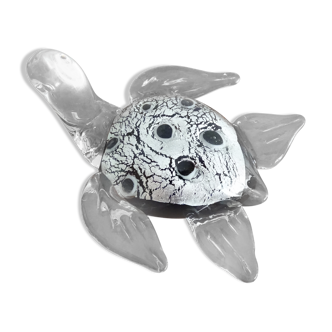 Murano turtle paper press glass silver powder