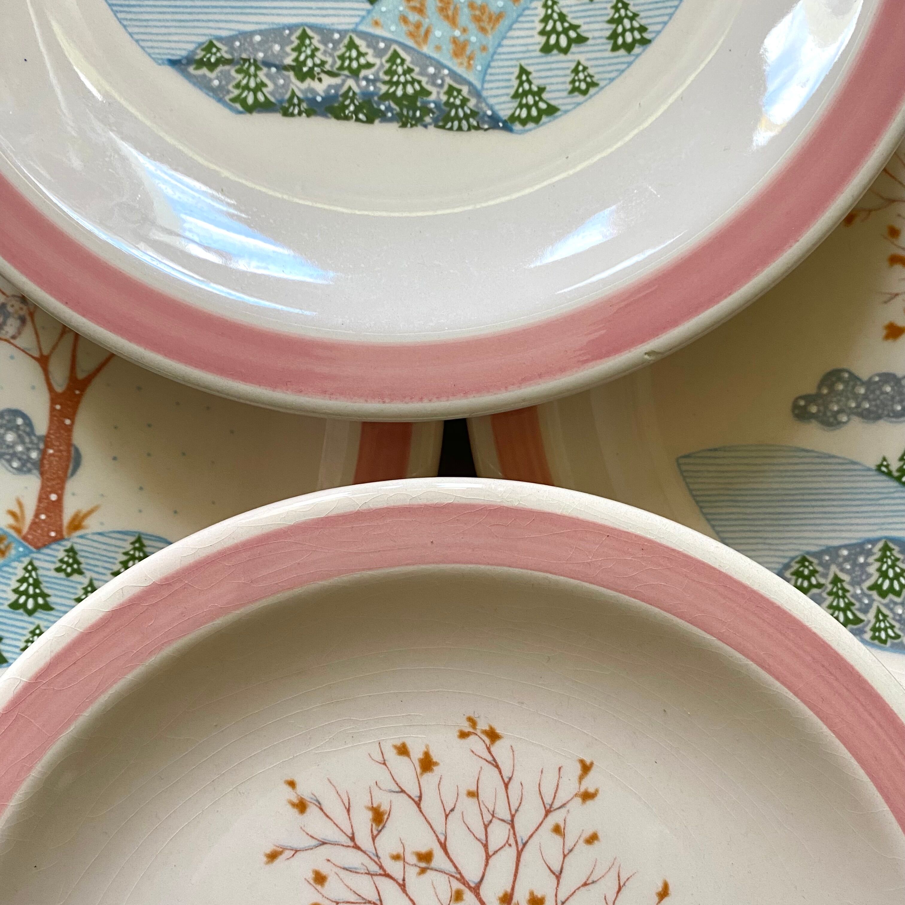 Dessert plates landscape Italy 80s