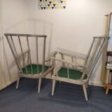Paire de fauteuils Baumann éventail