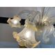 Venetian Murano-Style Glass Chandelier in Transparent and Gold with Flowers
