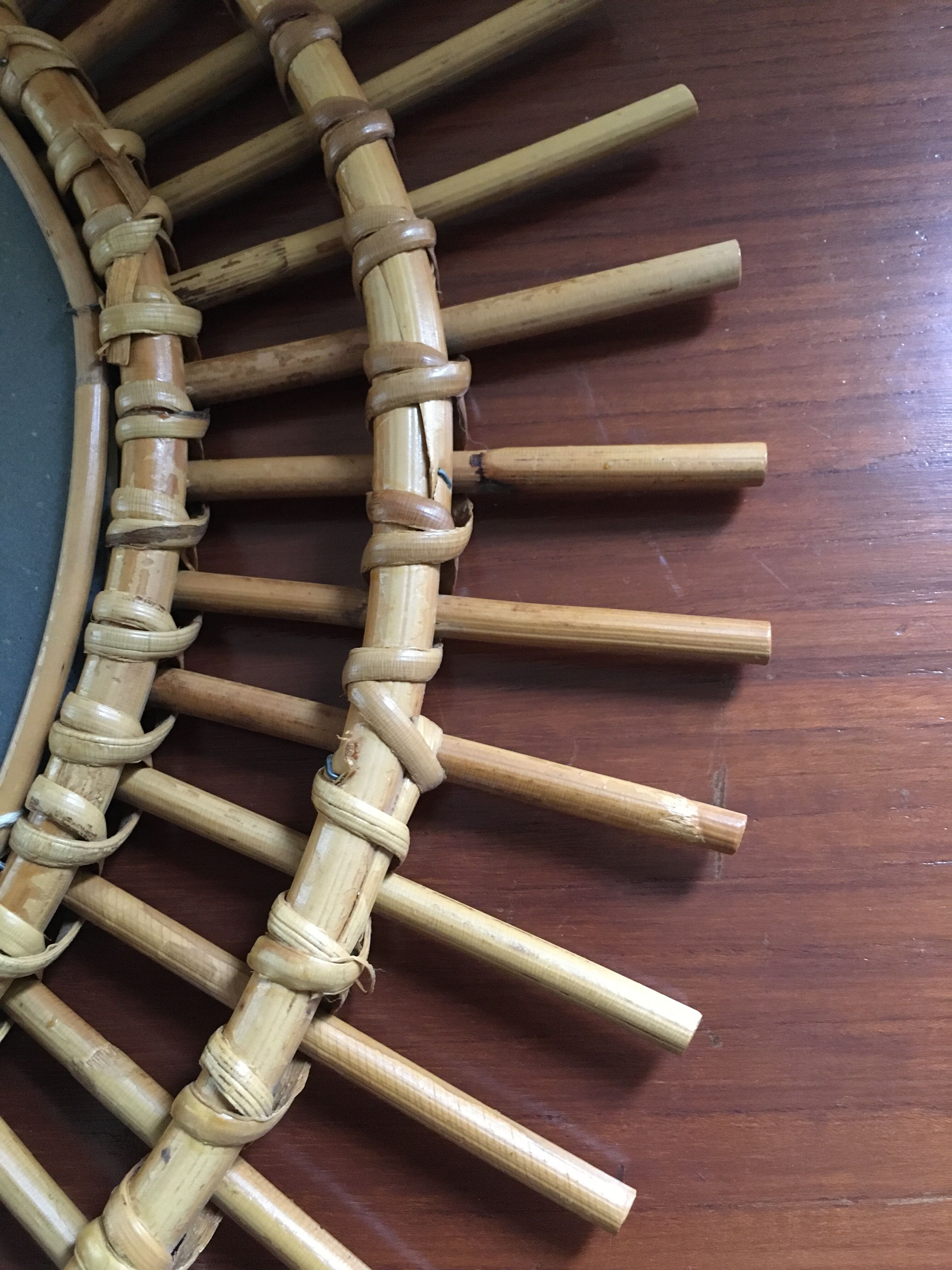 Vintage rattan sun mirror 70/80 47cm