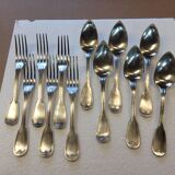 Silver metal housewife 6 spoons, 6 forks